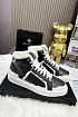 Кожаные кроссовки с мехом Balmain high-top - Black / White