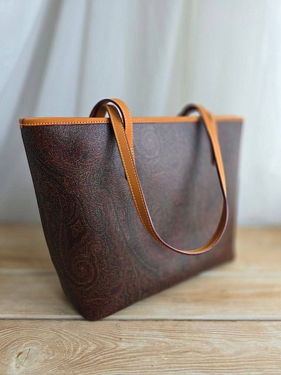 Кожаная сумка Etro с узором пейсли 29x26 см   