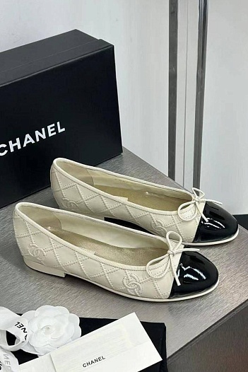 Женские кожаные балетки Chanel premium   