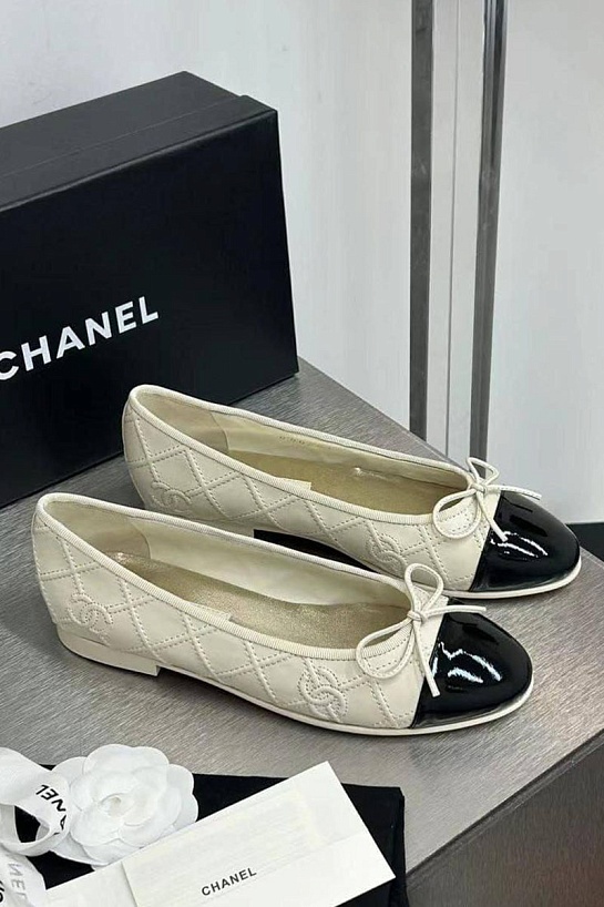 Женские кожаные балетки Chanel premium