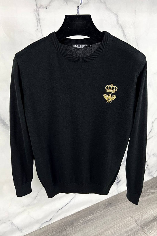 Чёрный джемпер Dolce&Gabbana bee crown embroidered