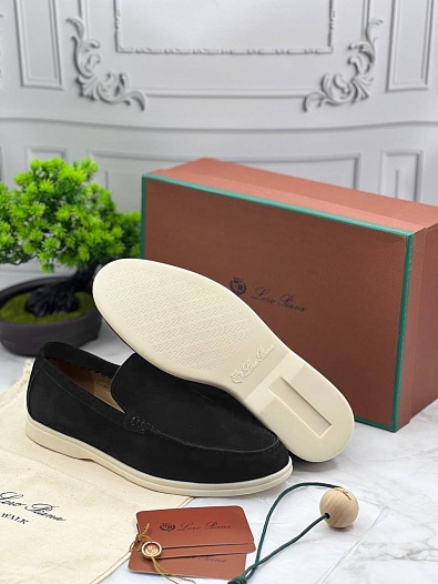 Замшевые лоферы Loro Piana Summer Walk - Black   