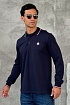Тёмно-синее поло с длинным рукавом Moncler logo-patch