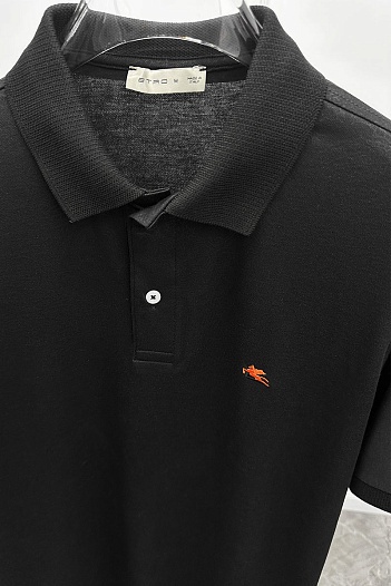 Чёрное поло Etro с узором пейсли   