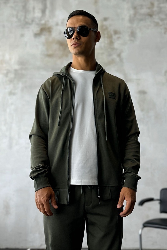 Кофта на молнии Hugo Boss logo-patch - Green