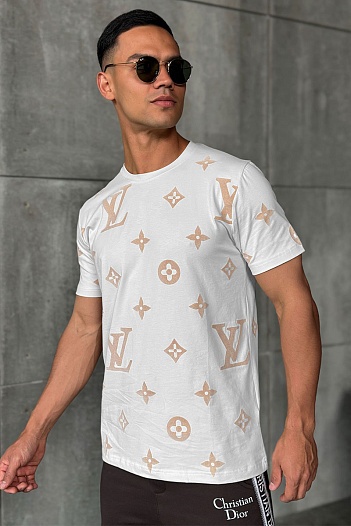 Белая мужская футболка Louis Vuitton Monogram All-over   