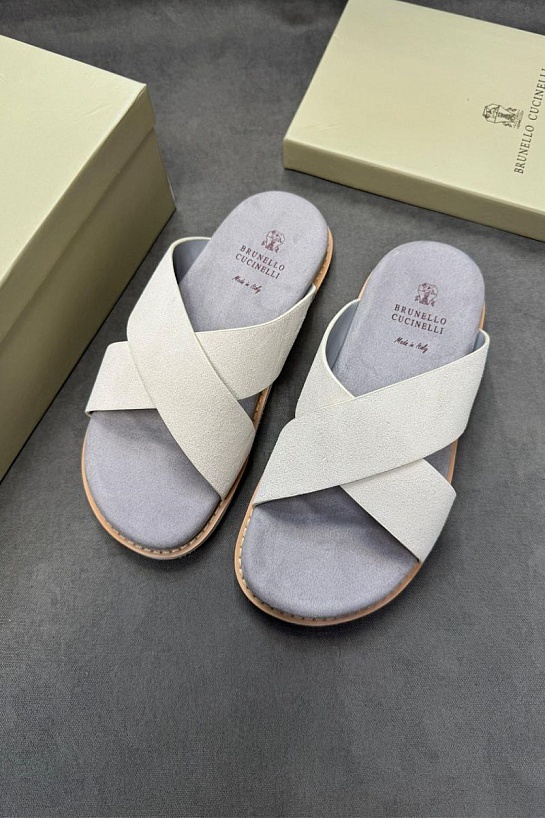 Замшевые шлёпанцы Brunello Cucinelli Crossover - Beige
