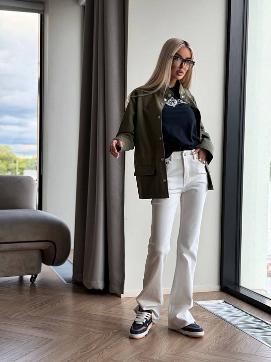Белые женские джинсы клёш Loro Piana premium