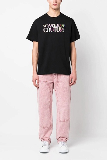 Мужская чёрная футболка Versace Jeans Couture   