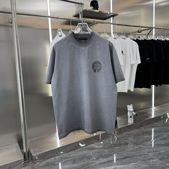 Серая оверсайз футболка Chrome Hearts Premium