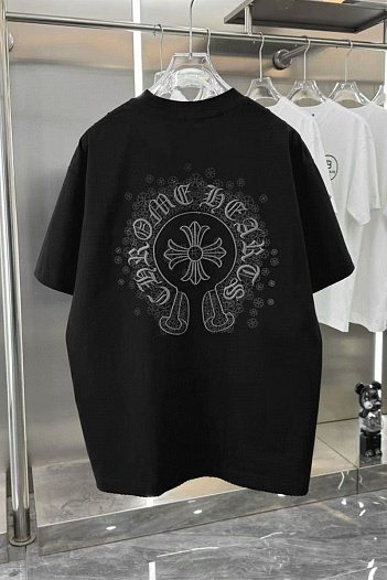 Чёрная оверсайз футболка Chrome Hearts Premium   
