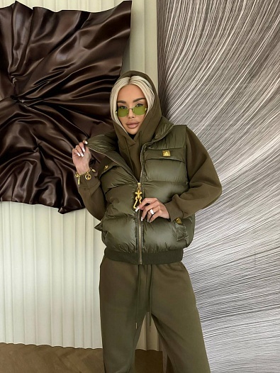 Женский костюм тройка на флисе Schiaparelli Premium - Green   