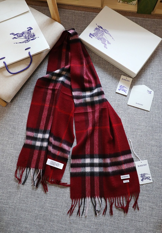 Шарф Burberry two-tone Check premium 168x30 см - Burgundy