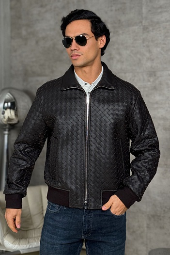 Мужская кожаная куртка Bottega Veneta premium   