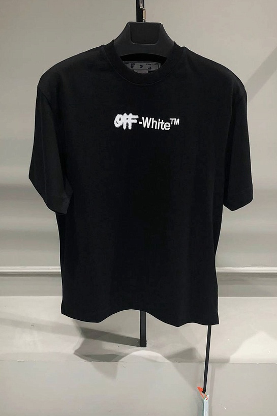 Чёрная оверсайз футболка Off-White Spray Helv Skate