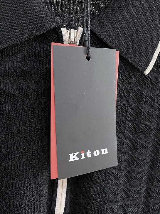 Вязаное поло чёрного цвета Kiton premium