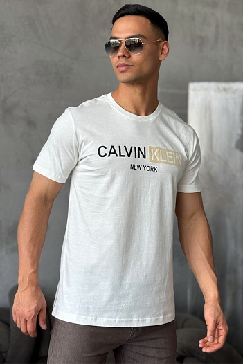 Мужская белая футболка Calvin Klein New York   
