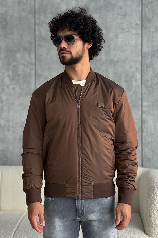 Мужской бомбер Dolce & Gabbana logo-plaque - Brown