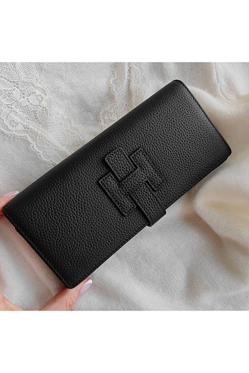 Кожаный клатч Hermes Jige Elan 20.5x9 см - Black   