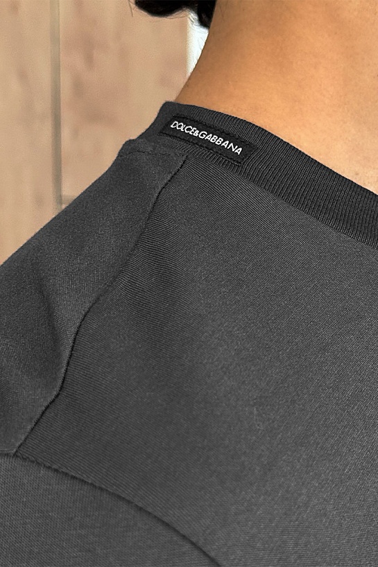 Футболка серого цвета Dolce & Gabbana logo-embroidered