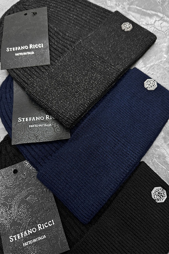 Шапка серого цвета Stefano Ricci logo-plaque