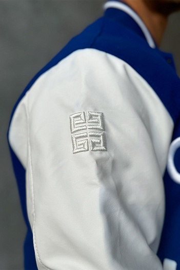Мужской бомбер Givenchy Varsity logo-embroidered - Blue / White   