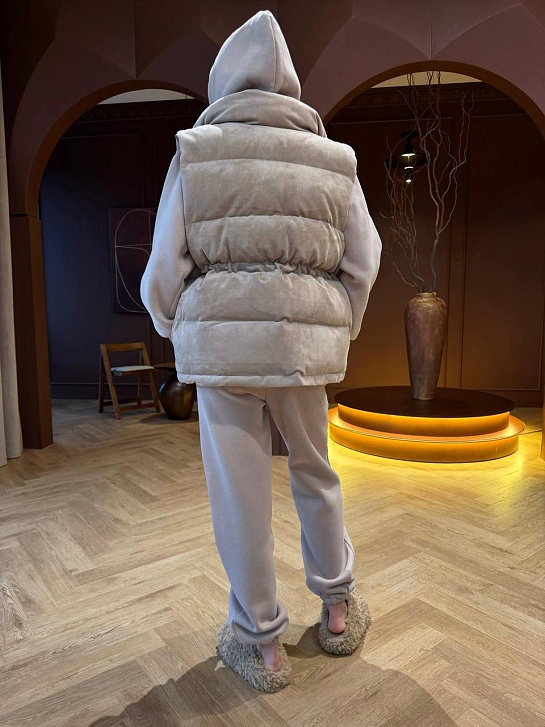 Женский костюм тройка на флисе Loro Piana premium - Beige