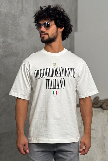 Белая оверсайз футболка Dolce&Gabbana logo-plaque   