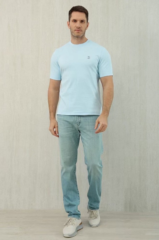 Мужская голубая футболка Brunello Cucinelli Premium
