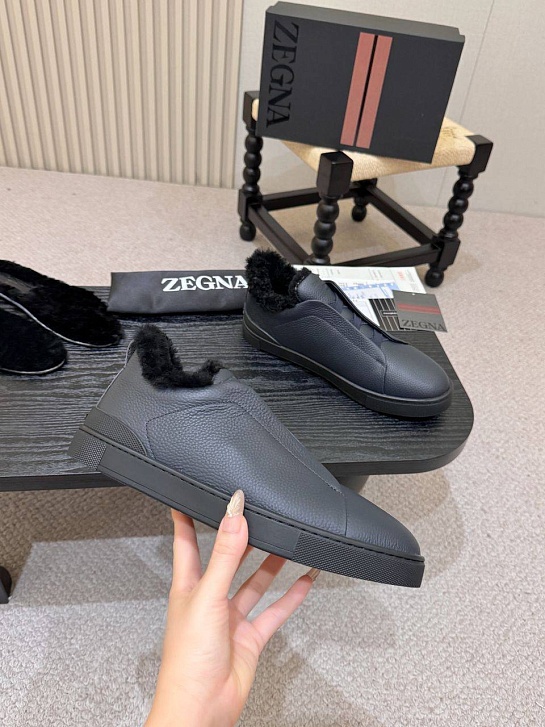 Кроссовки с мехом Ermenegildo Zegna Triple Stitch high-top