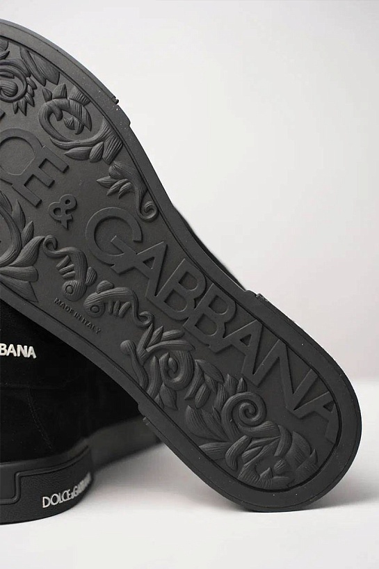 Замшевые кроссовки с мехом Dolce & Gabbana Portofino