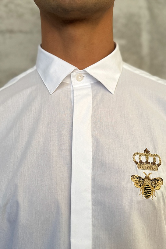 Мужская рубашка Dolce&Gabbana Bee & Crown - White