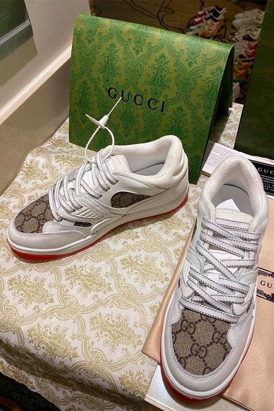 Мужские кожаные кроссовки Gucci