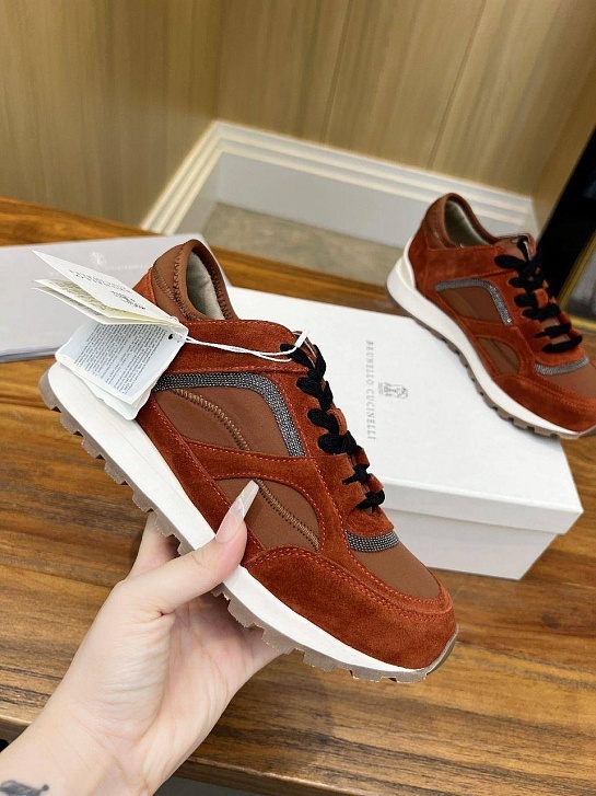 Женские замшевые кроссовки Brunello Cucinelli - Brown