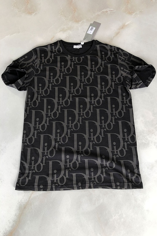 Чёрная мужская футболка Dior All-over Logo