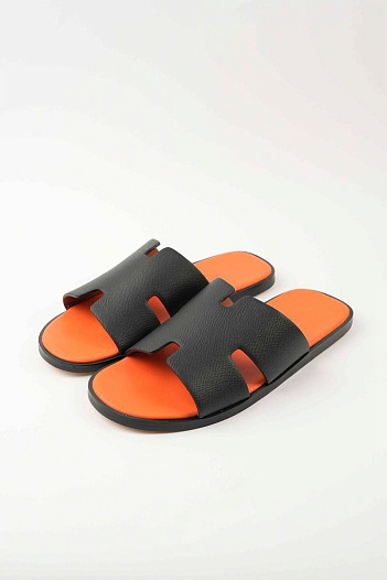 Мужские шлёпанцы Hermes Izmir - Black / Orange   