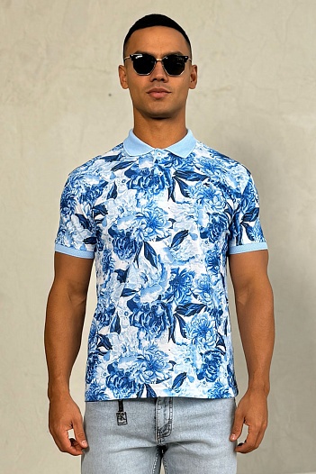 Мужское поло Etro "Floral" - Blue   