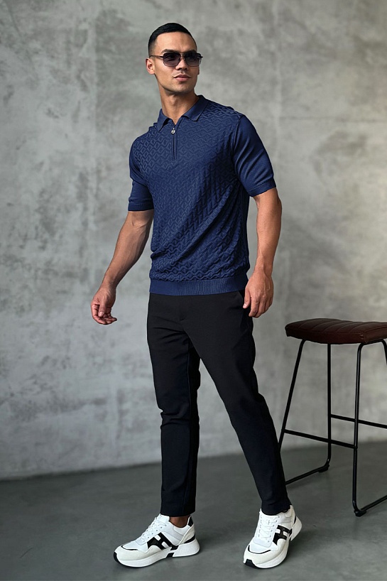 Мужское поло Stefano Ricci синего цвета