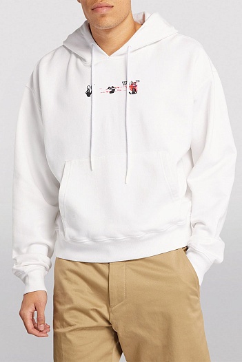Белое оверсайз худи Off-White Acrylic Arrow   