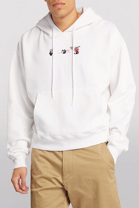 Белое оверсайз худи Off-White Acrylic Arrow