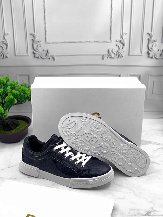 Кожаные кроссовки Dolce & Gabbana Portofino - Navy / White