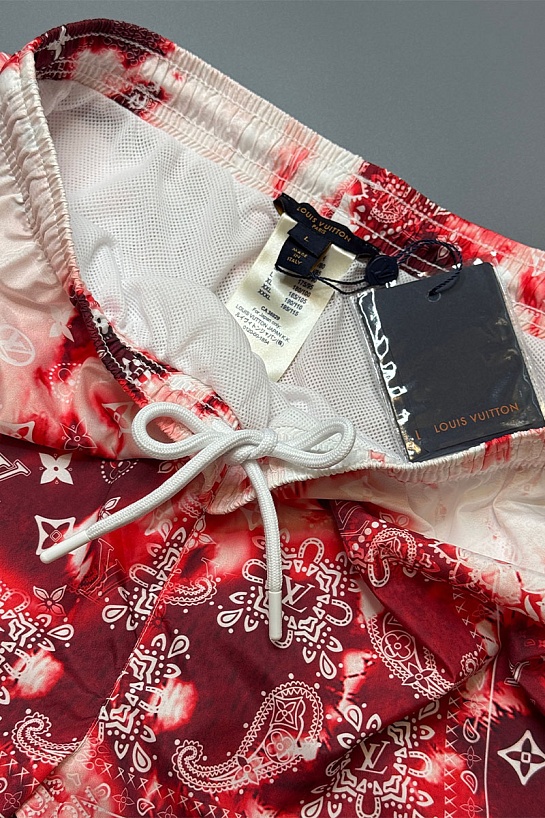 Мужские красные шорты Louis Vuitton monogram bandana
