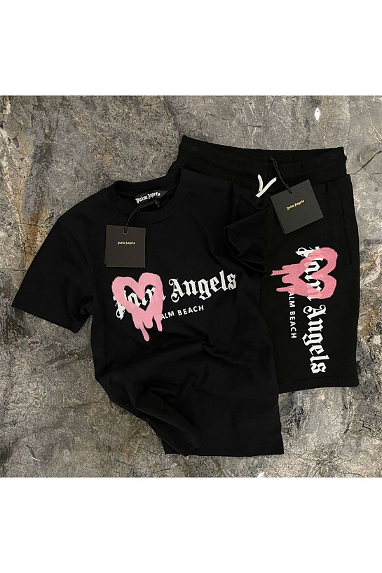 Мужские шорты Palm Angels Heart Sprayed Palm Beach - Black