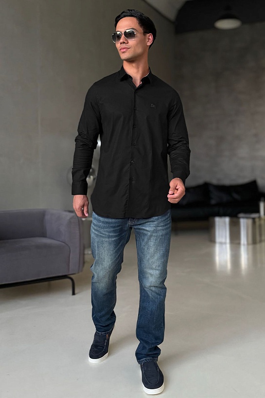 Мужская рубашка Burberry logo-embroidered - Black