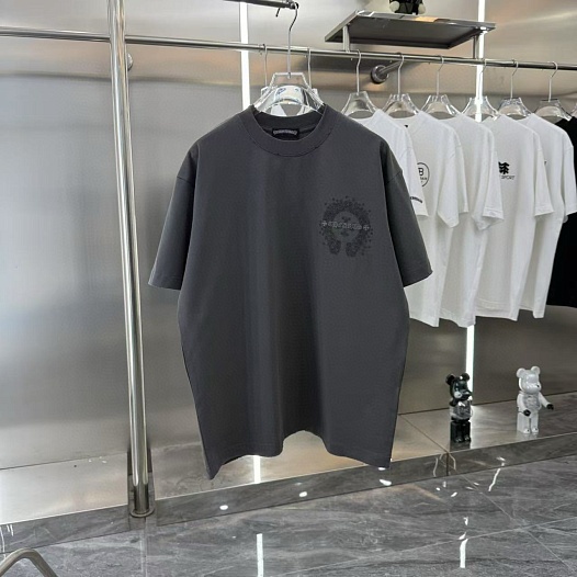Серая оверсайз футболка Chrome Hearts Premium   