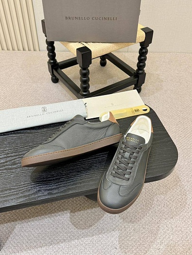 Кожаные кроссовки Brunello Cucinelli low-top - Grey   