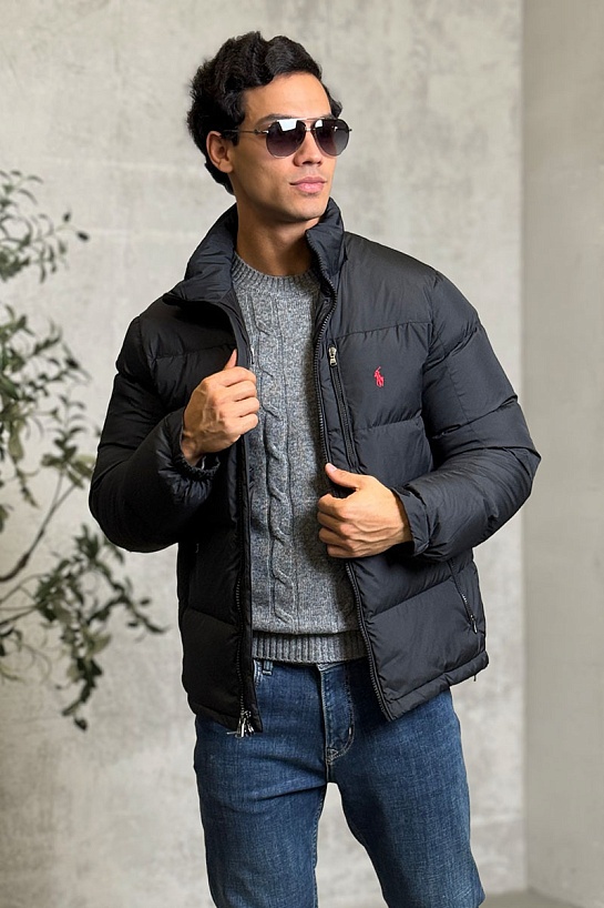 Мужской чёрный пуховик Роlо Ralрh Lаurеn pony-embroidered