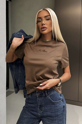 Женская базовая футболка Loro Piana premium - Brown   