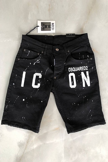 Джинсовые мужские шорты Dsquared2 "ICON" - Black   