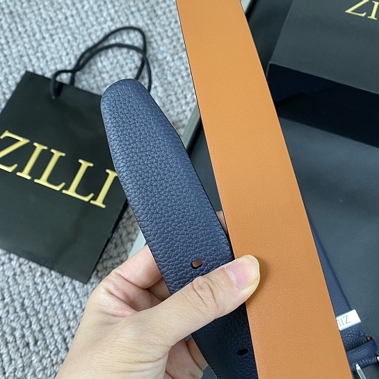 Двусторонний кожаный ремень Zilli Premium (ширина 3.8 см)